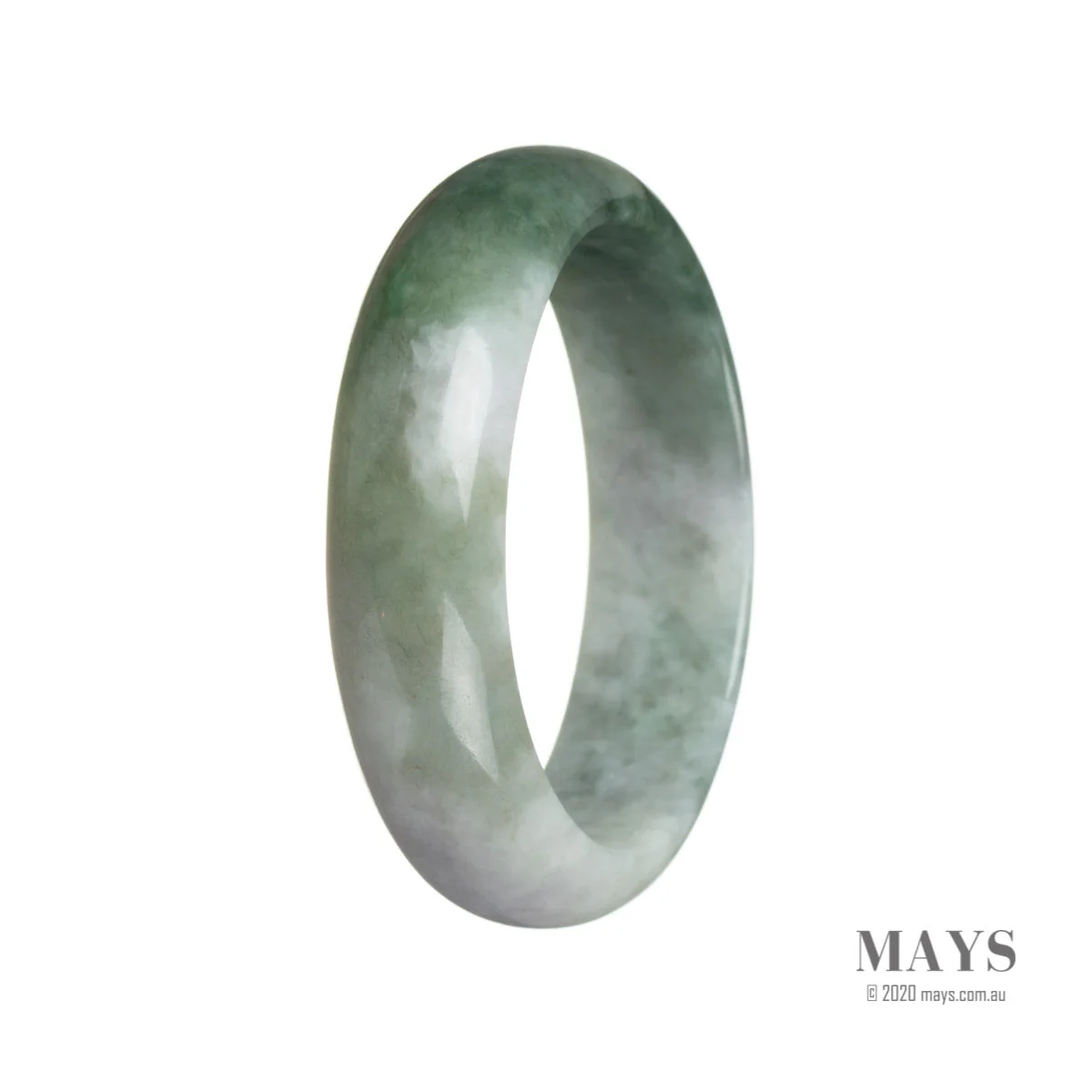 Genuine Grade A Green with a hint of lavender Jadeite Jade Bangle Bracelet - 55mm Half Moon - Image 2