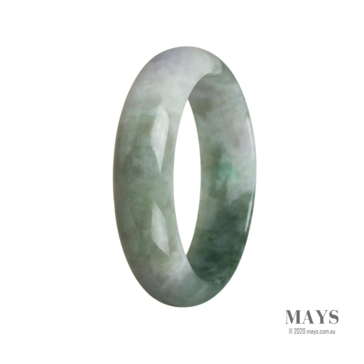 Genuine Grade A Green with a hint of lavender Jadeite Jade Bangle Bracelet - 55mm Half Moon - Image 3