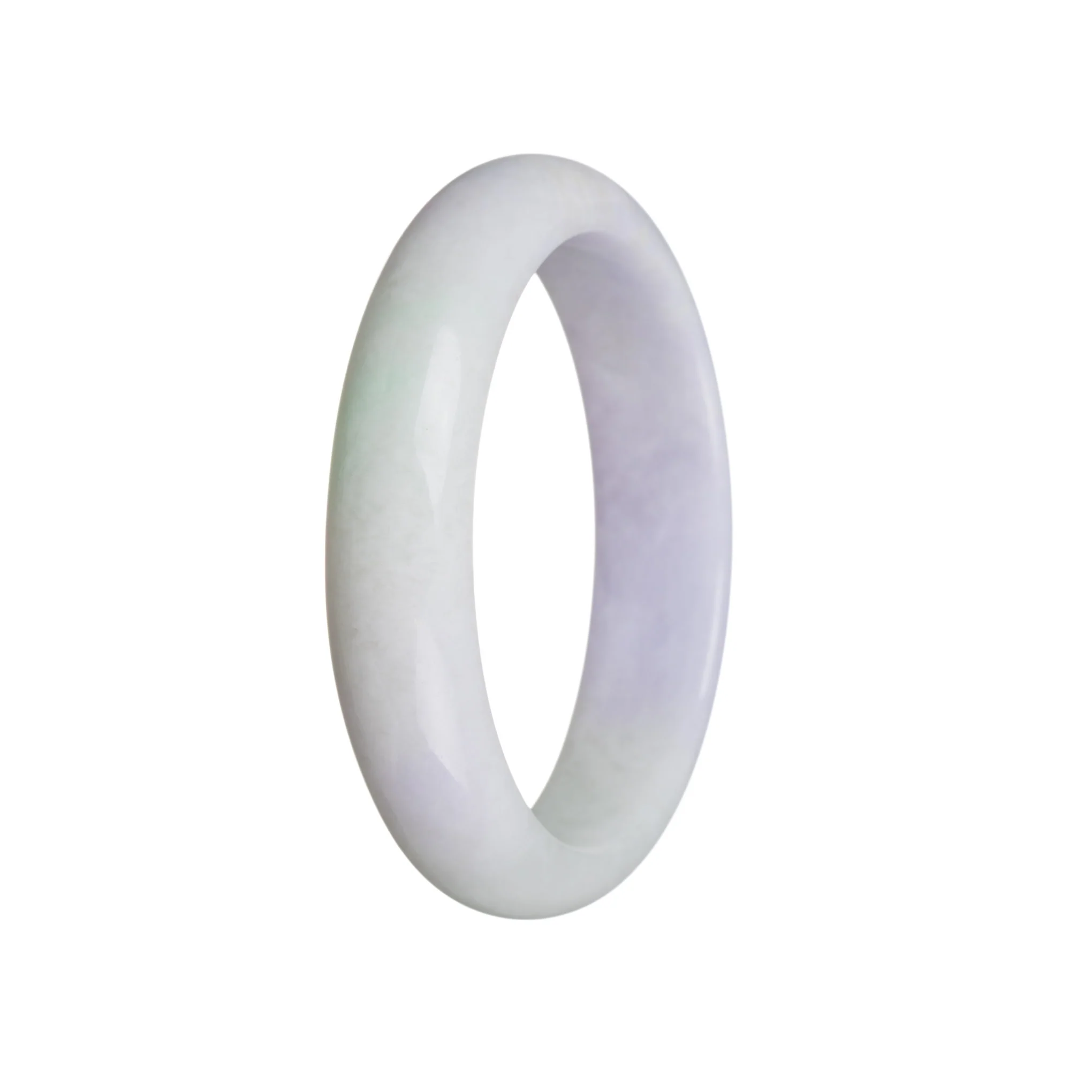 Genuine Grade A Pale green with Lavender Burma Jade Bracelet - 60mm Half Moon - Image 2