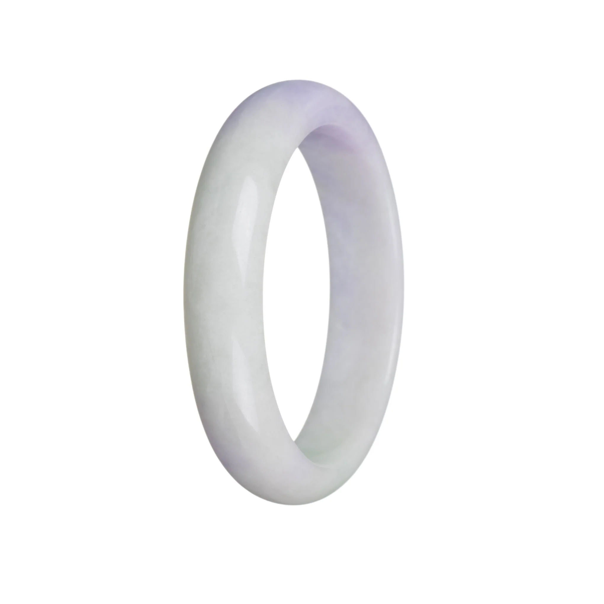 Genuine Grade A Pale green with Lavender Burma Jade Bracelet - 60mm Half Moon - Image 3