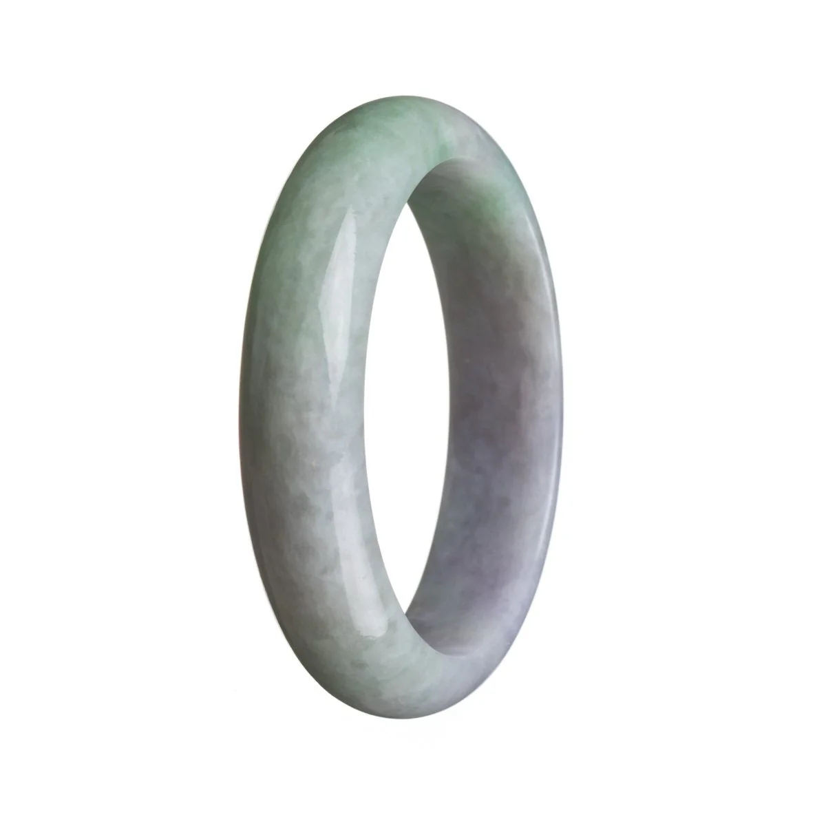 Authentic Grade A Green with lavender Jadeite Jade Bracelet - 58mm Half Moon