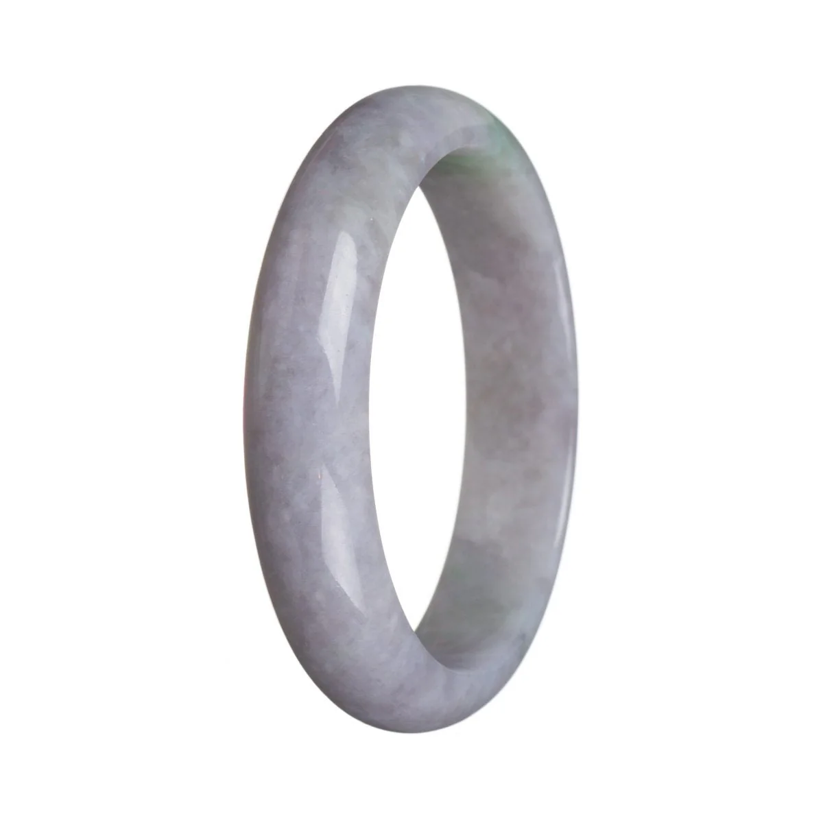 Genuine Untreated Lavender with hints of green Burmese Jade Bangle Bracelet - 61mm Half Moon