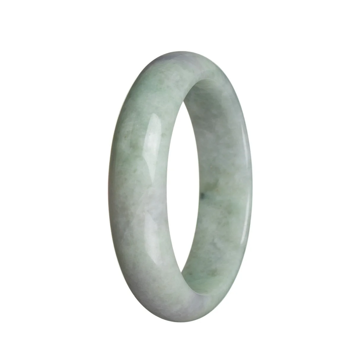 Genuine Grade A Light green with hints of Lavender Burmese Jade Bangle Bracelet - 58mm Half Moon