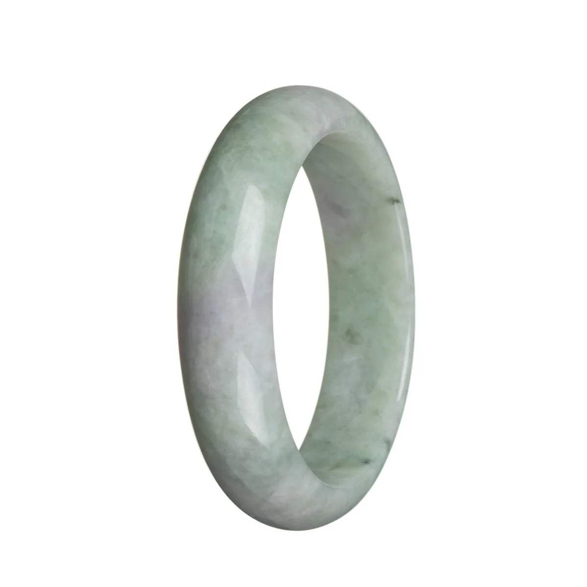 Genuine Grade A Light green with hints of Lavender Burmese Jade Bangle Bracelet - 58mm Half Moon - Image 2