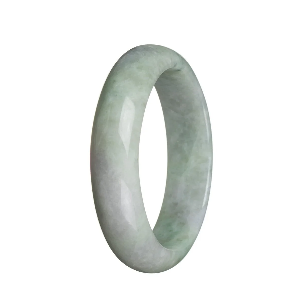 Genuine Grade A Light green with hints of Lavender Burmese Jade Bangle Bracelet - 58mm Half Moon - Image 3