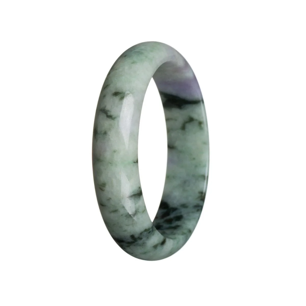 Genuine Grade A Green with strong lavender Burmese Jade Bangle Bracelet - 55mm Half Moon - Image 3