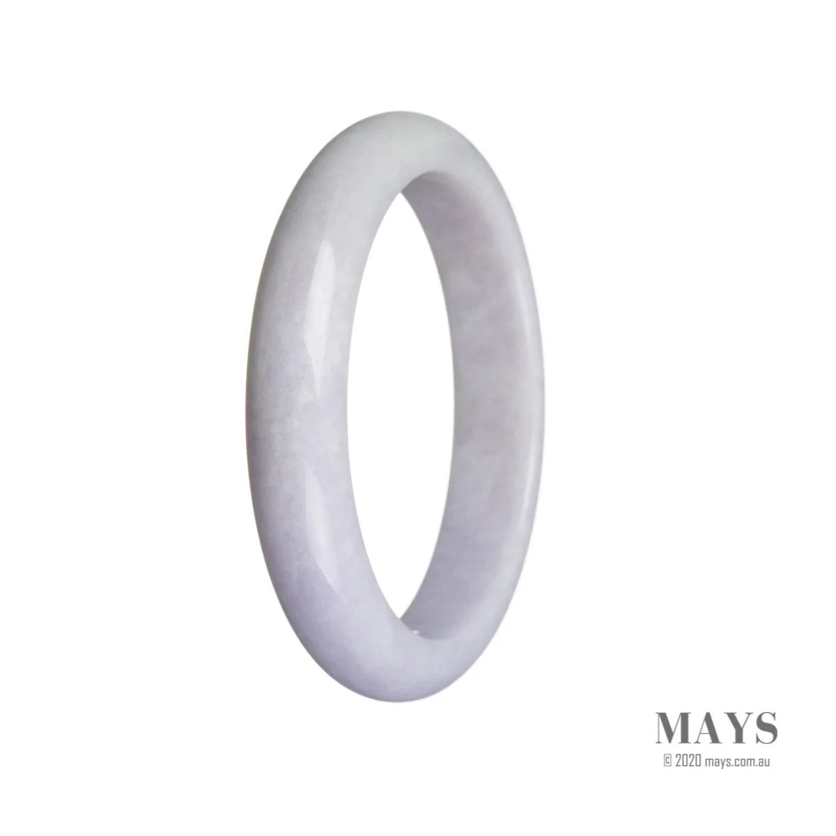 Certified Type A Lavender Jade Bangle Bracelet - 59mm Semi Round