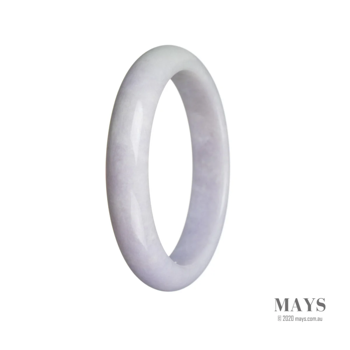 Certified Type A Lavender Jade Bangle Bracelet - 59mm Semi Round - Image 2