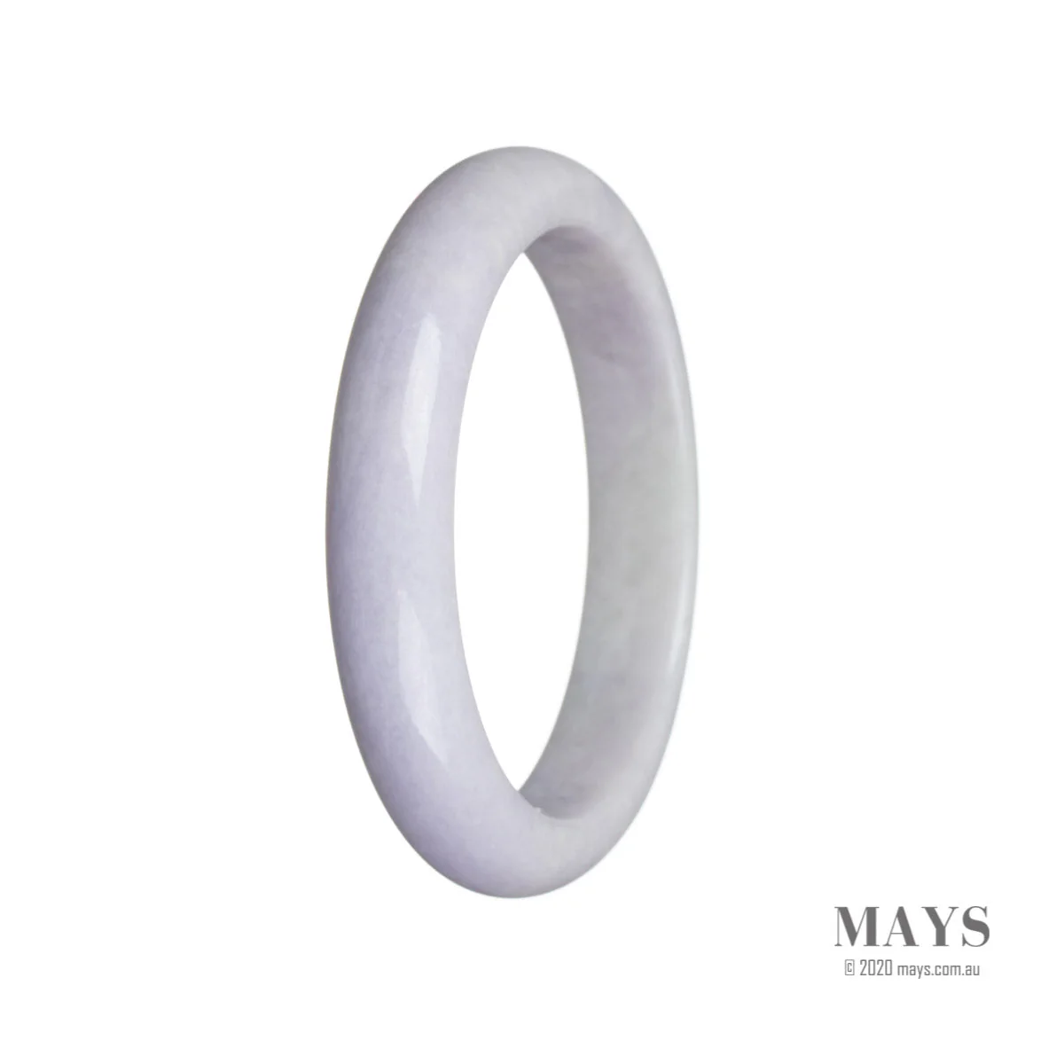 Certified Type A Lavender Jade Bangle Bracelet - 59mm Semi Round - Image 3