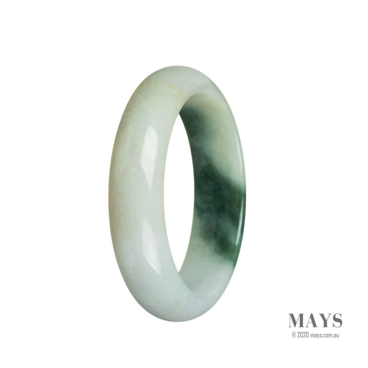 Real Untreated White flower Jadeite Jade Bracelet - 52mm Half Moon - Image 2