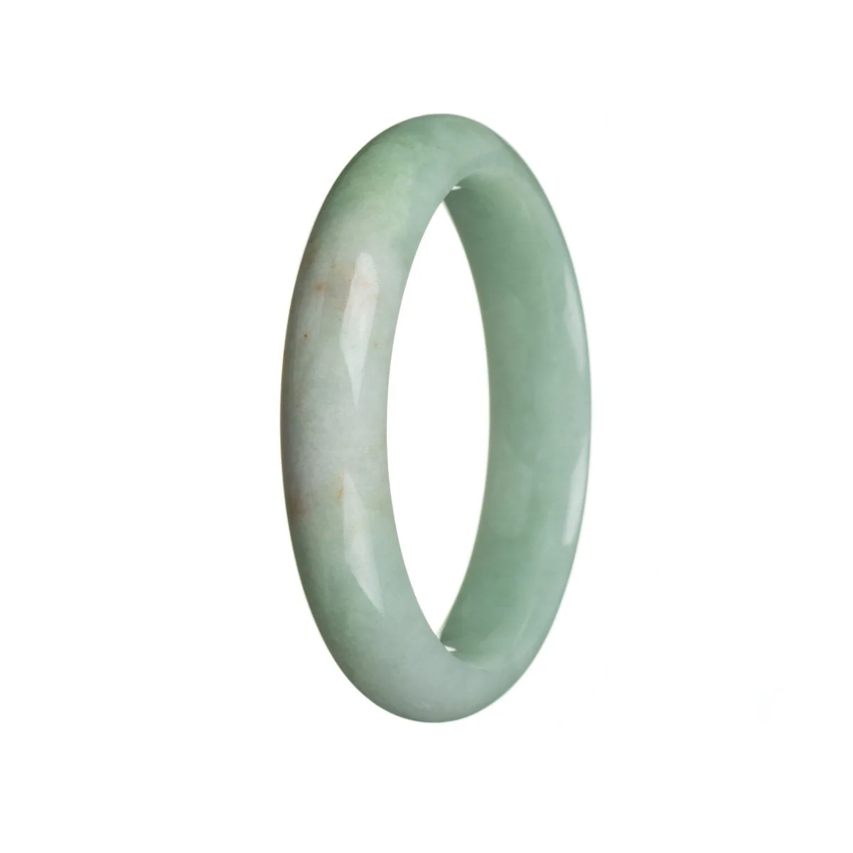Genuine Natural Green Burmese Jade Bangle Bracelet - 54mm Semi Round - Image 2