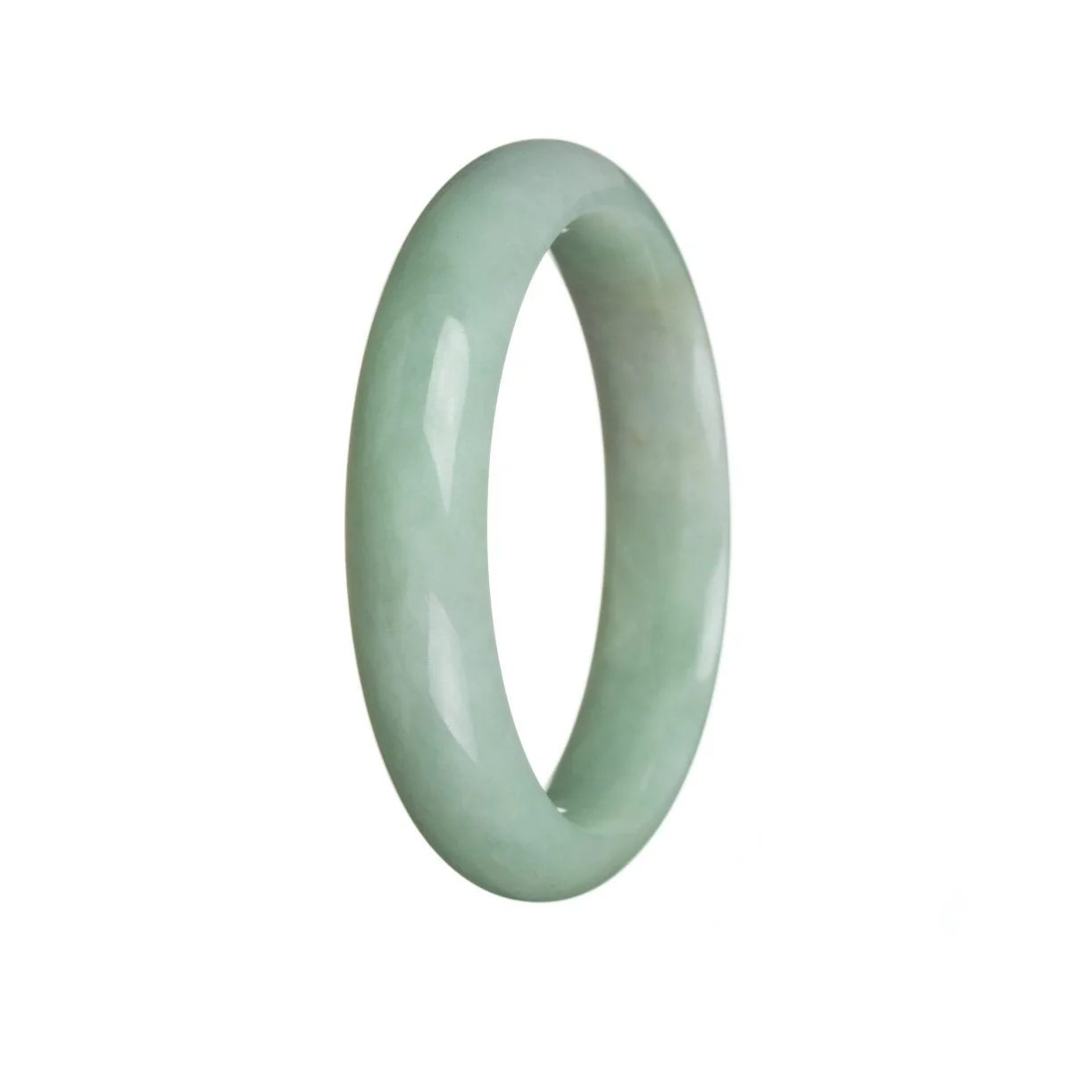 Genuine Natural Green Burmese Jade Bangle Bracelet - 54mm Semi Round - Image 3