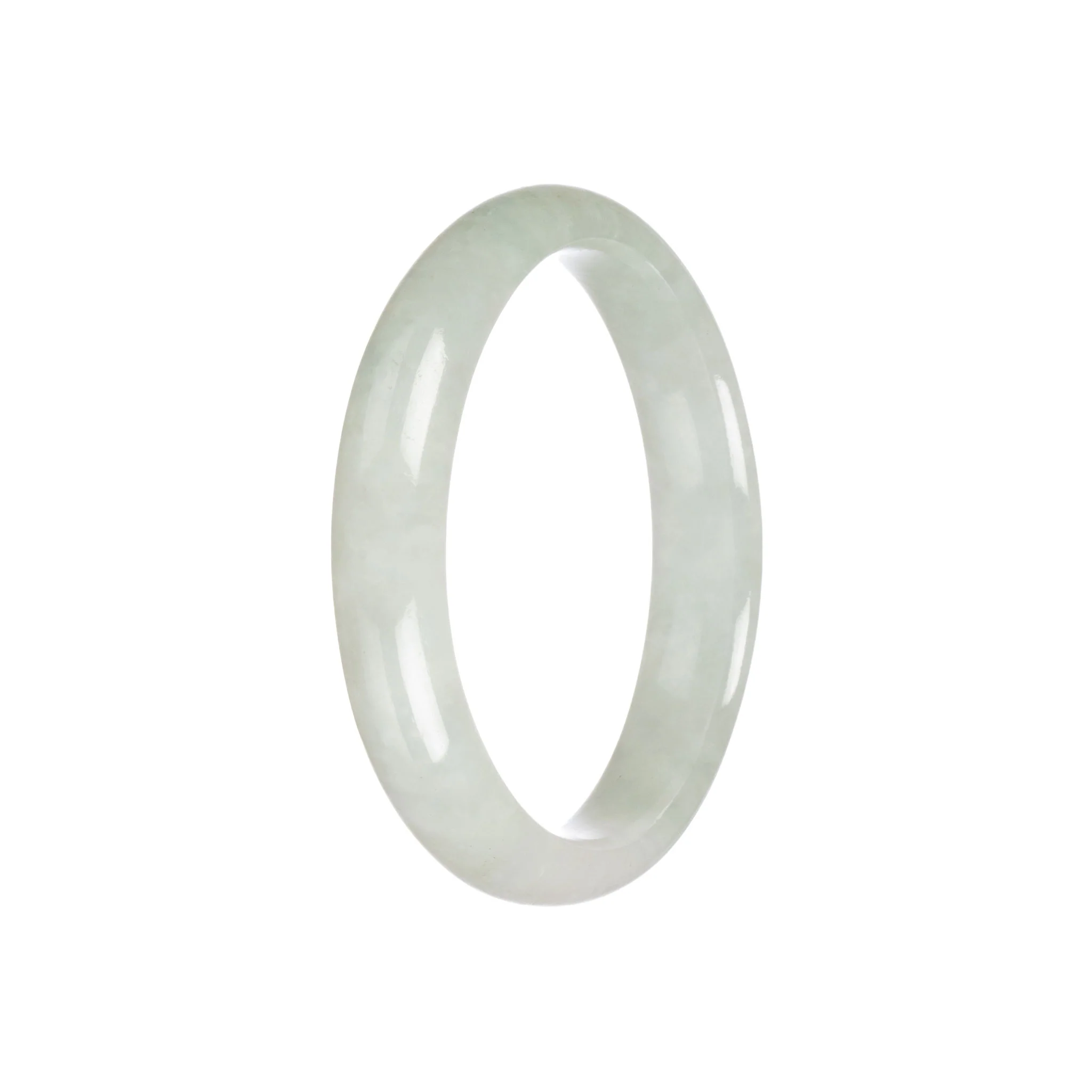 Real Grade A Pale Green Traditional Jade Bracelet - 57mm Half Moon - Image 2
