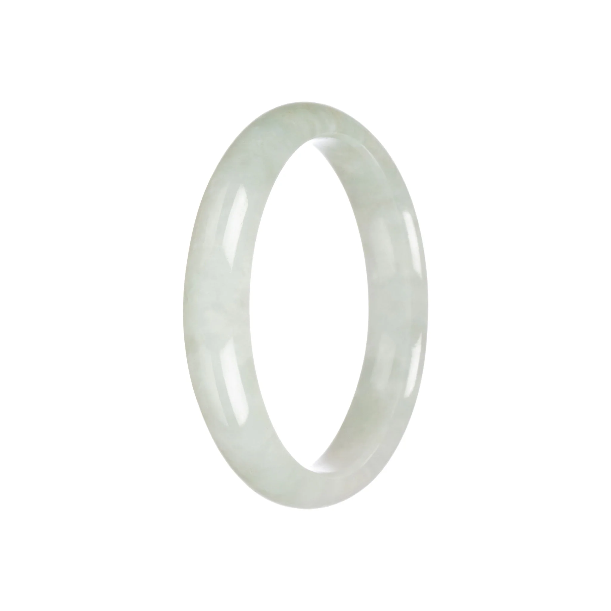 Real Grade A Pale Green Traditional Jade Bracelet - 57mm Half Moon - Image 3