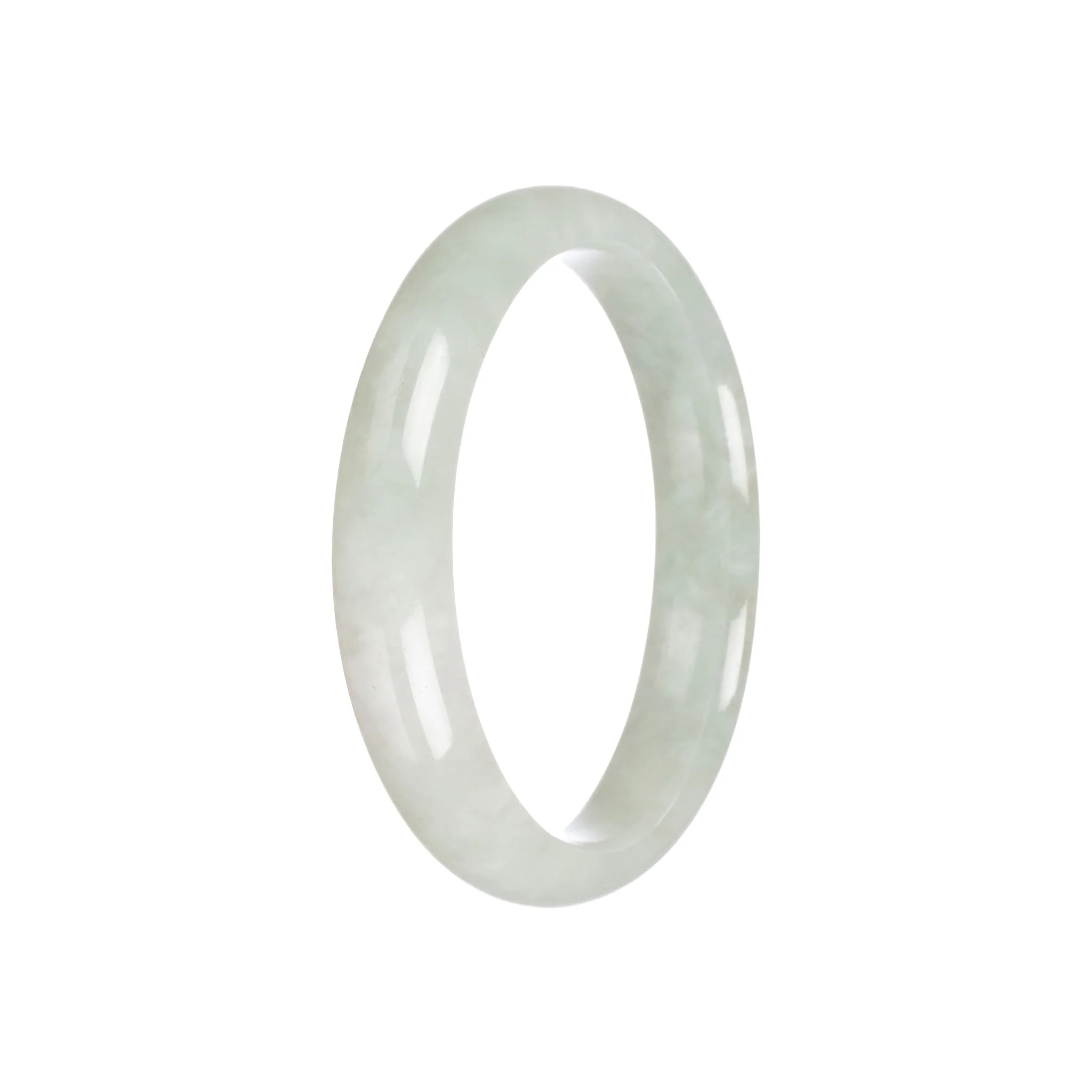 Real Grade A Pale Green Traditional Jade Bracelet - 57mm Half Moon - Image 4