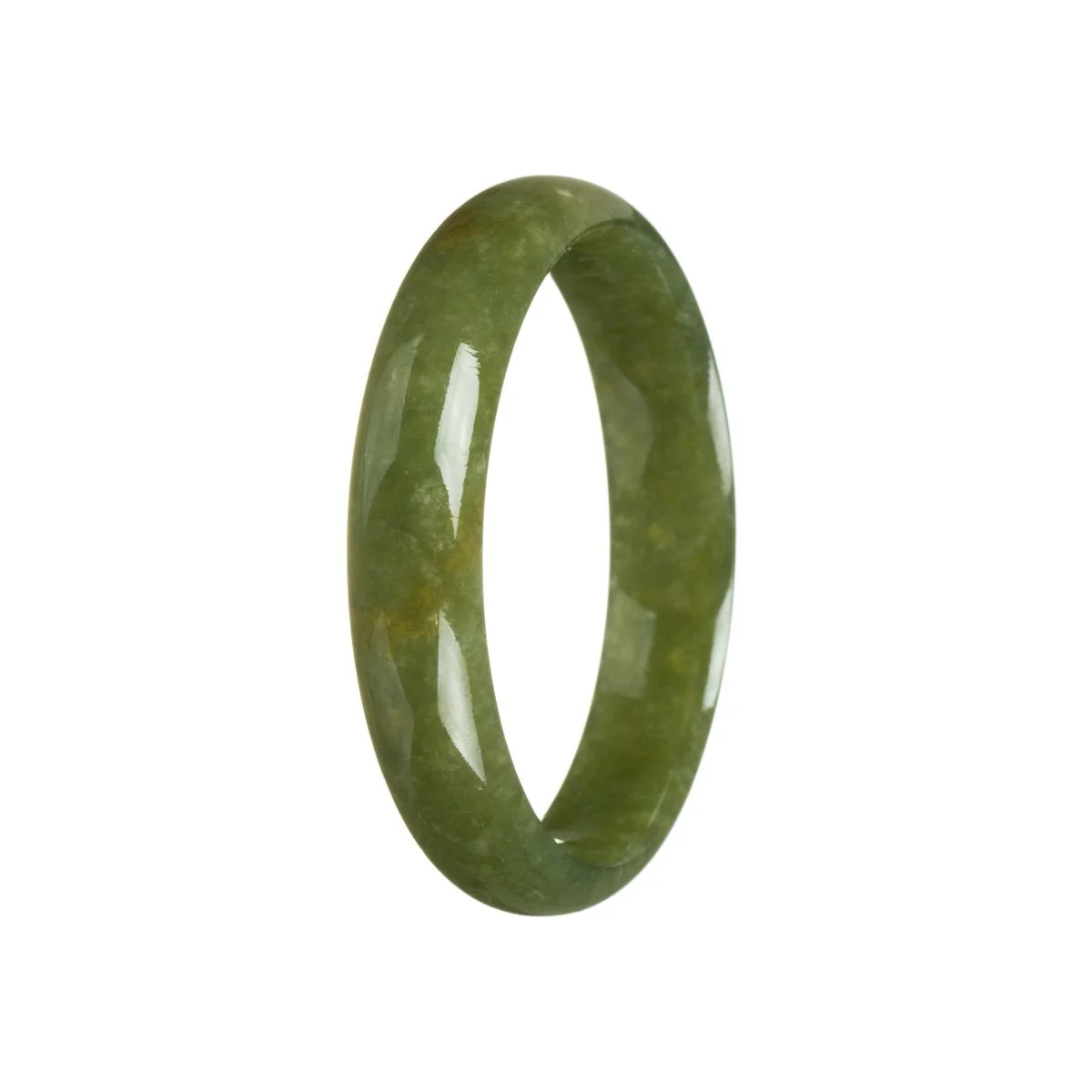 Genuine Untreated Olive green Burmese Jade Bangle - 54mm Half Moon - Image 2