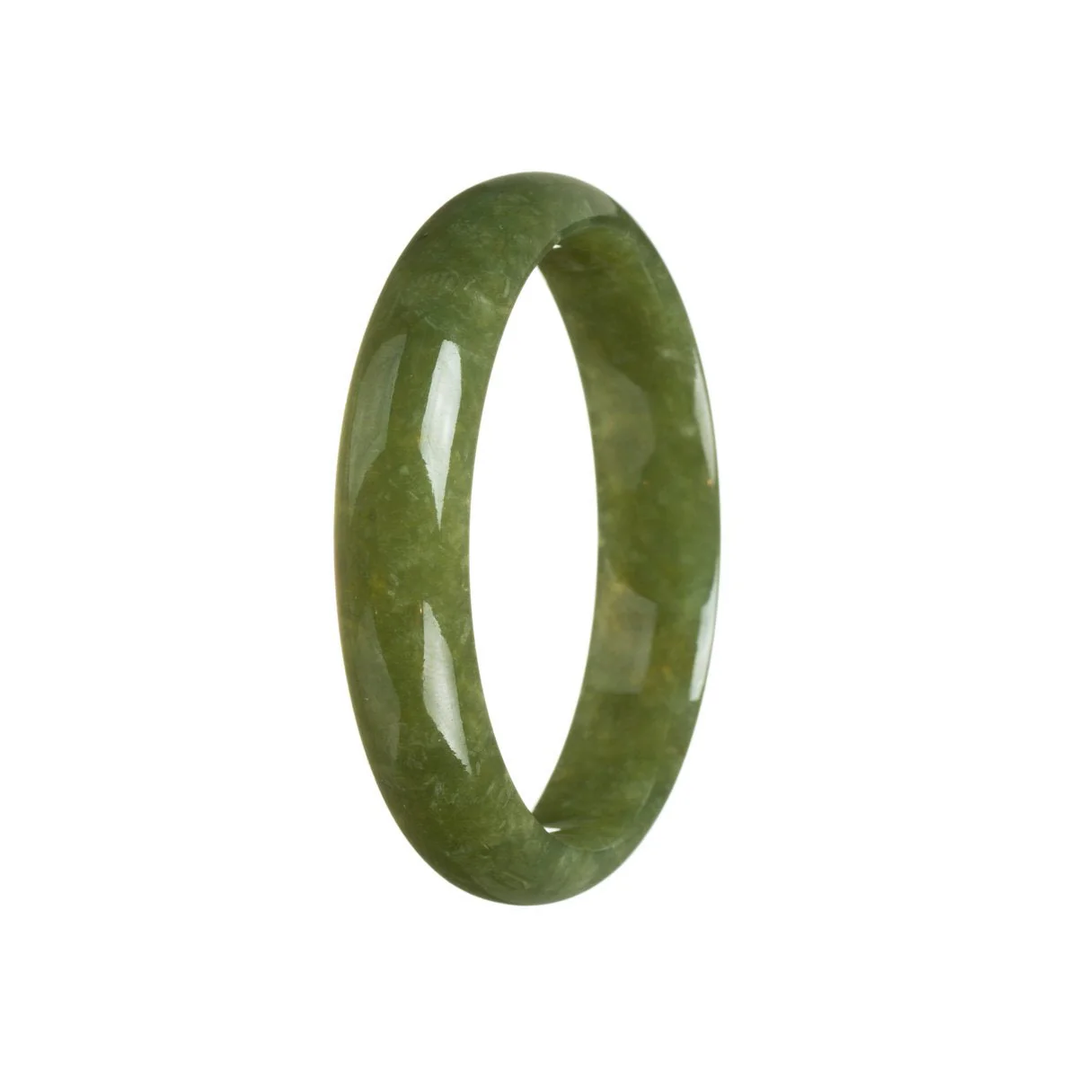 Genuine Untreated Olive green Burmese Jade Bangle - 54mm Half Moon - Image 3