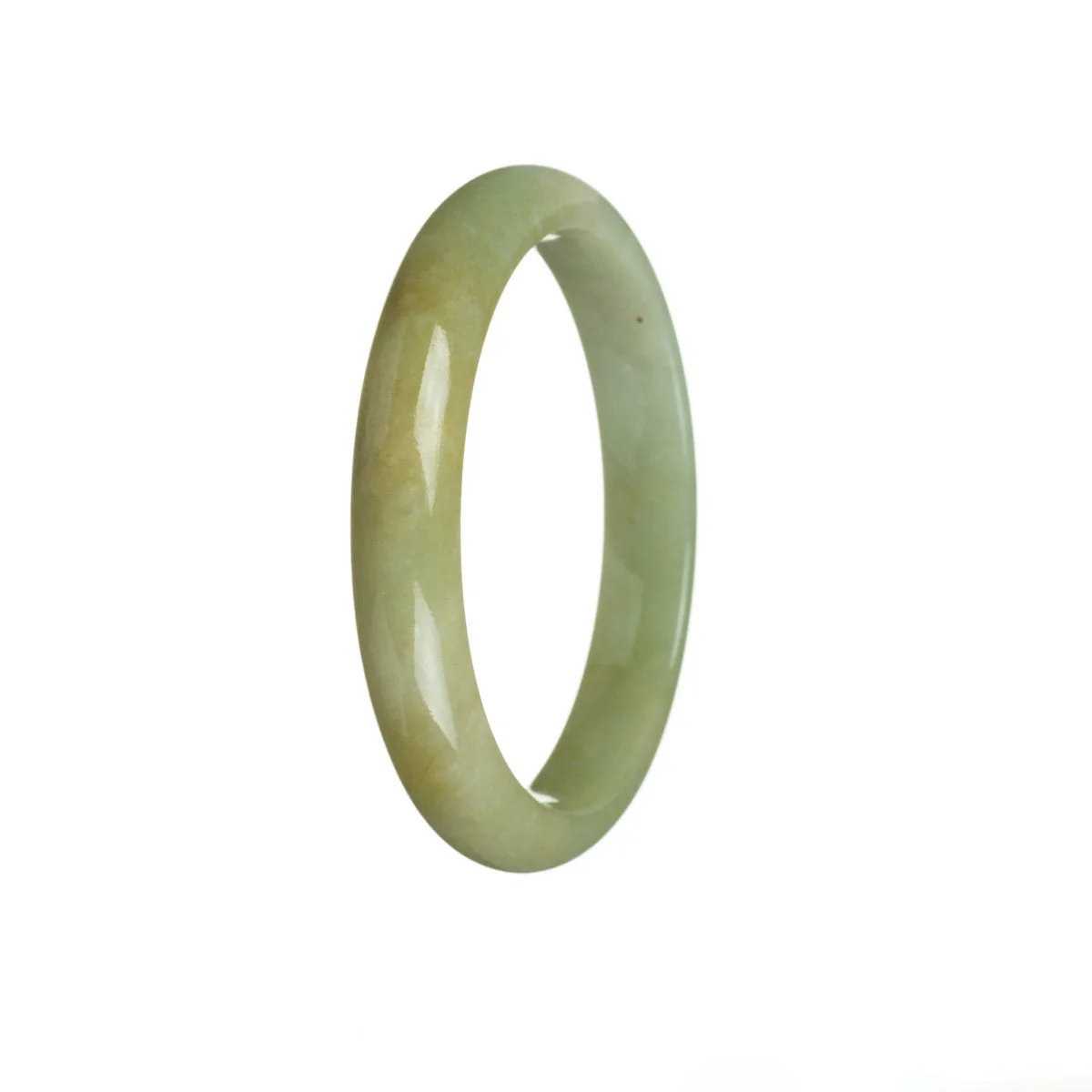 Real Grade A Yellowish green Burmese Jade Bangle Bracelet - 56mm Semi Round - Image 2