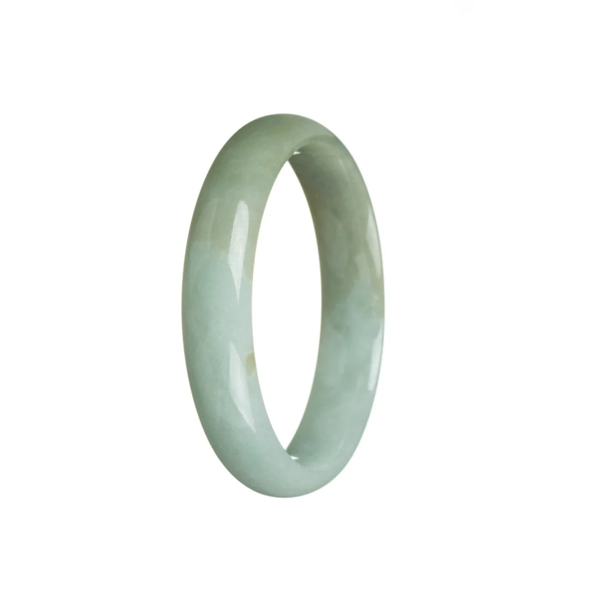 Authentic Grade A Light green Jadeite Jade Bangle Bracelet - 55mm Half Moon - Image 3
