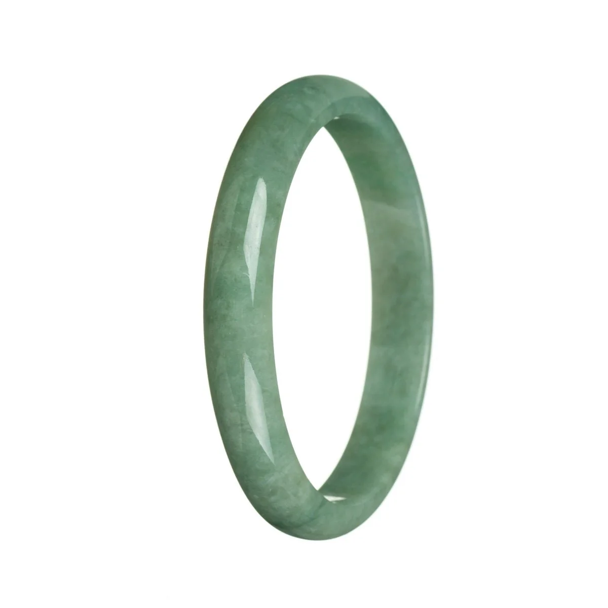 Genuine Grade A Green Traditional Jade Bracelet - 77mm Half Moon - Image 2
