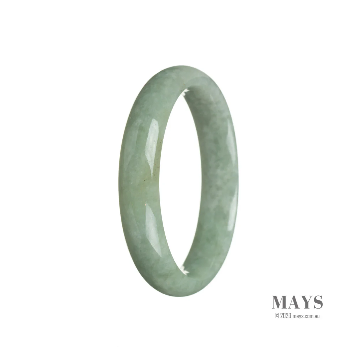 Certified Natural Green Burma Jade Bangle - 57mm Half Moon - Image 2