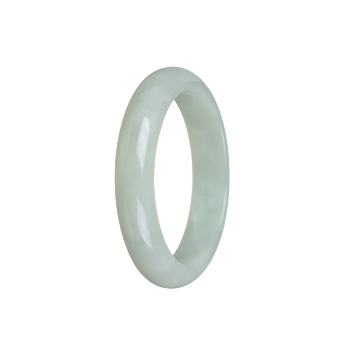 Genuine Grade A White Jadeite Bangle - 53mm Semi Round - Image 2