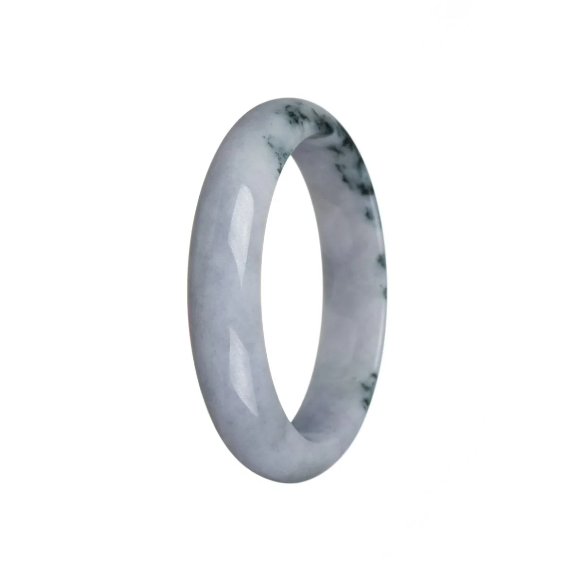 Certified Natural Lavender Flower Traditional Jade Bangle - 56mm Half Moon - Image 2