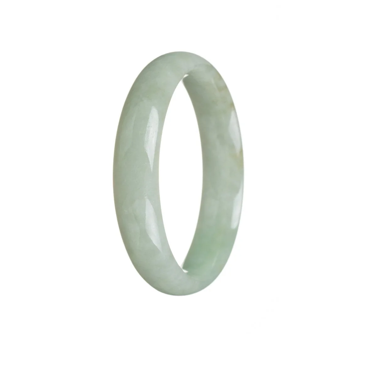 Genuine Type A Light green Jadeite Jade Bangle Bracelet - 56mm Half Moon