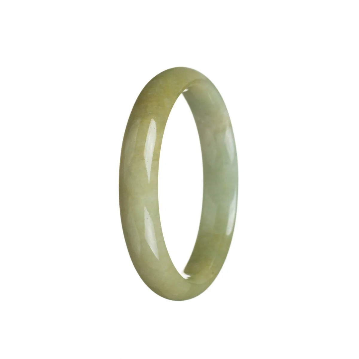 Genuine Grade A Brownish green Jade Bracelet - 56mm Half Moon