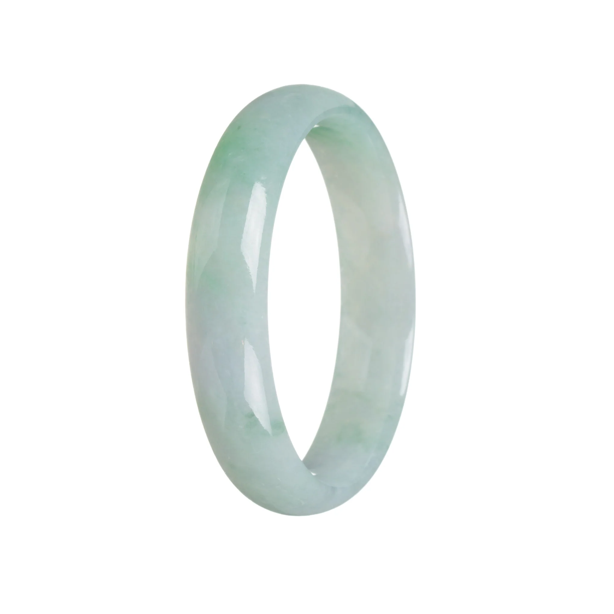 Authentic Untreated Icy Apple Green Burmese Jade Bracelet - 56mm Half Moon - Image 2