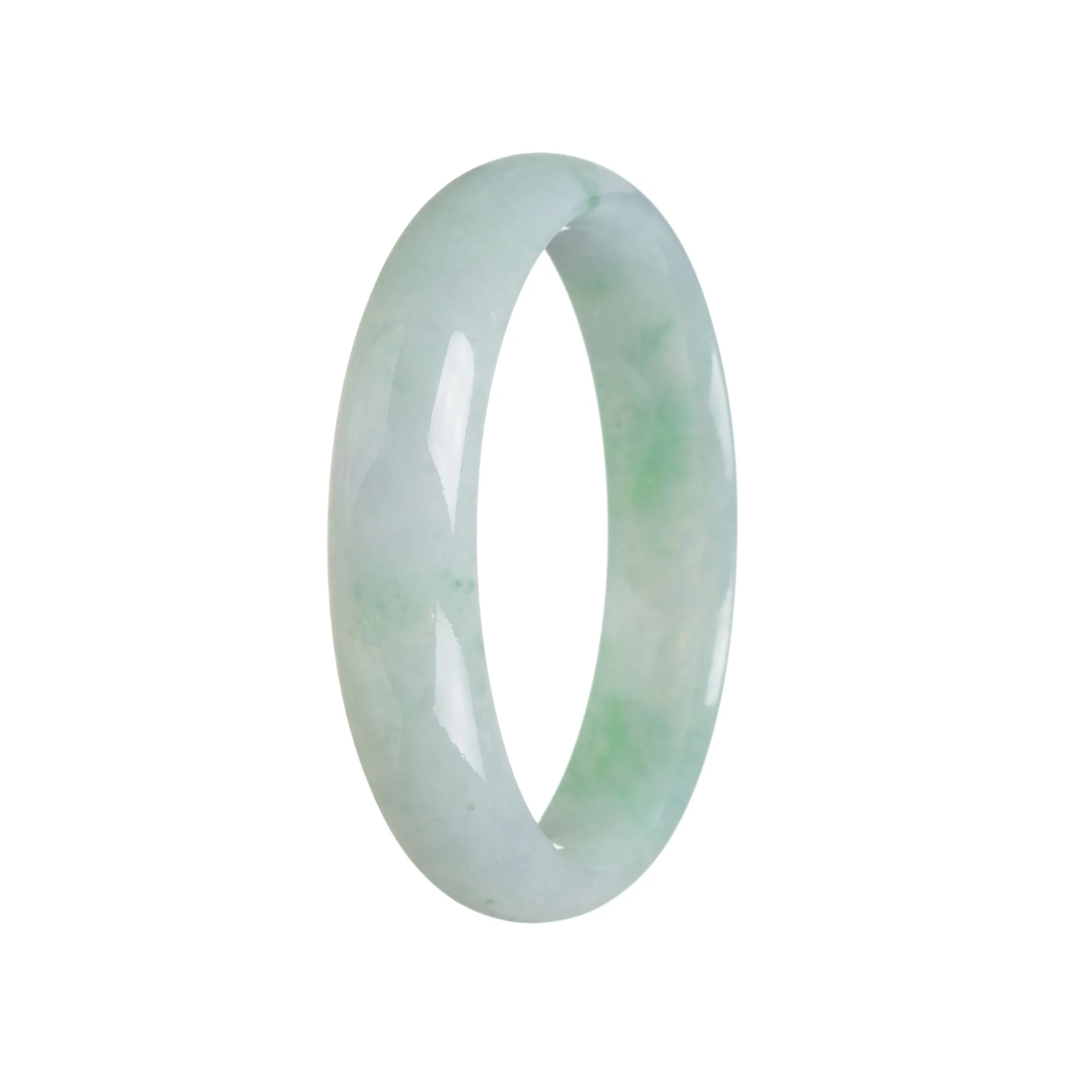 Authentic Untreated Icy Apple Green Burmese Jade Bracelet - 56mm Half Moon - Image 3
