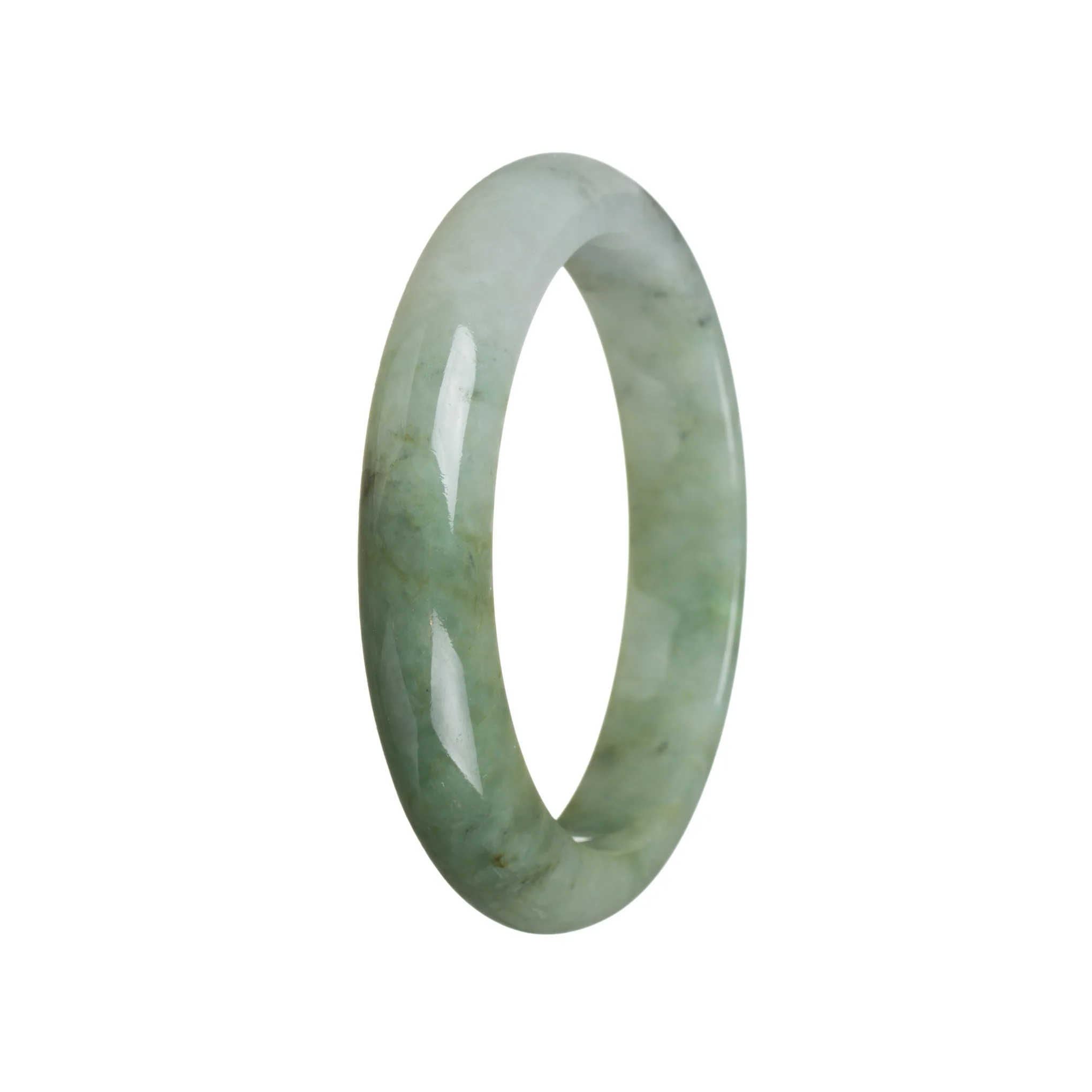 Authentic Untreated Green Burmese Jade Bangle Bracelet - 60mm Semi Round - Image 2