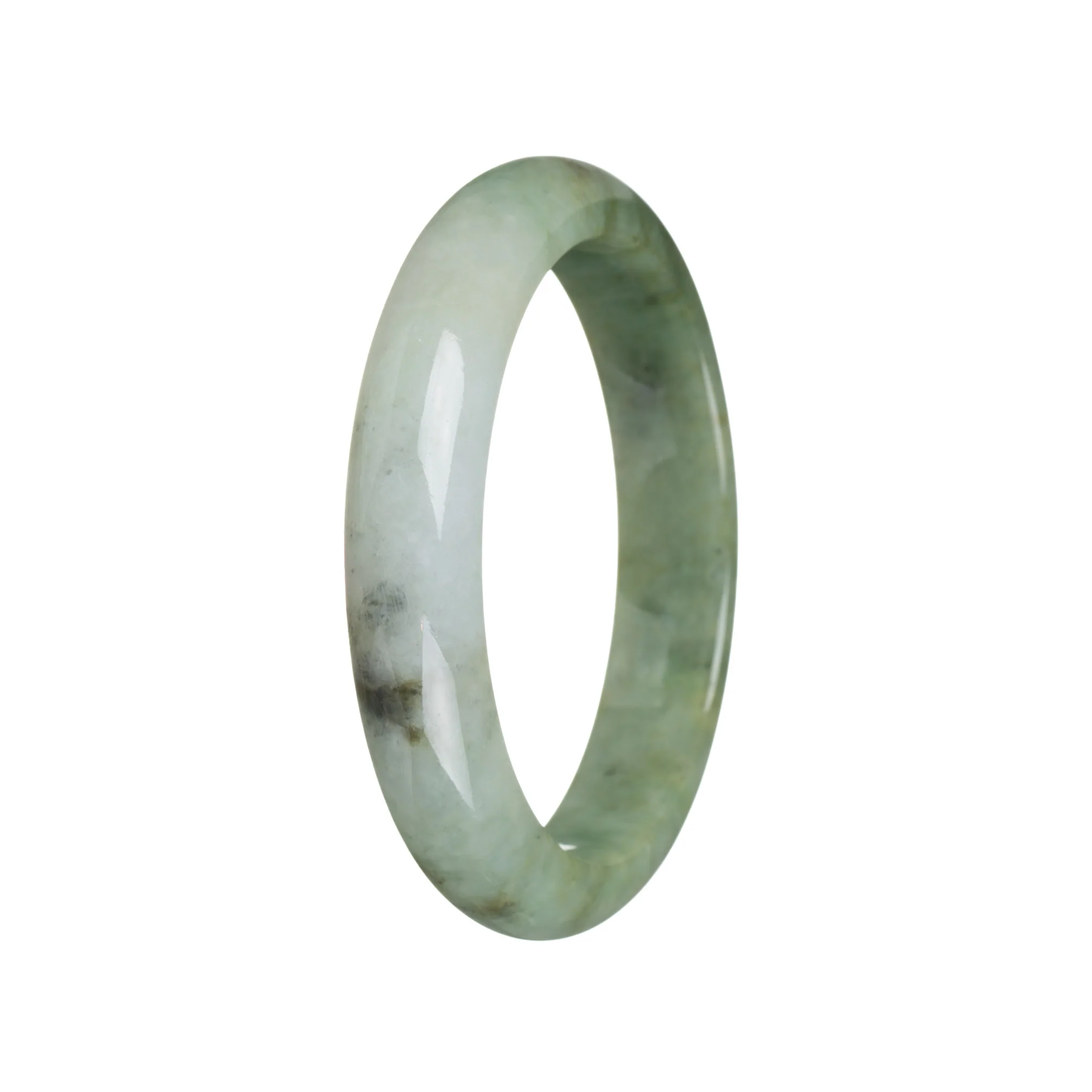 Authentic Untreated Green Burmese Jade Bangle Bracelet - 60mm Semi Round - Image 3