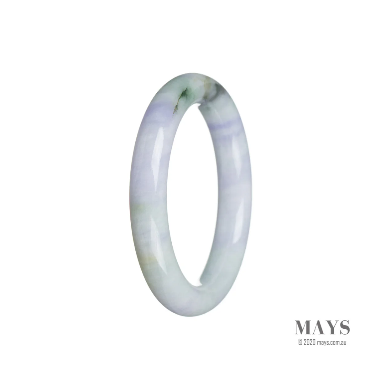 Genuine Grade A Greeb with strong lavender Burmese Jade Bangle - 51mm Round