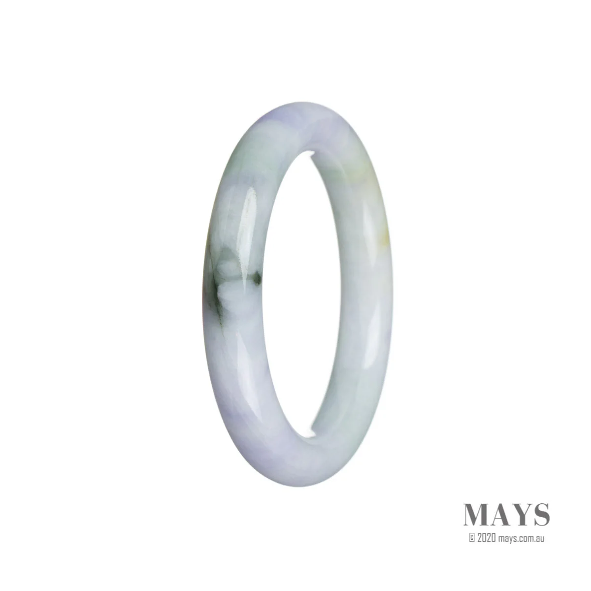 Genuine Grade A Greeb with strong lavender Burmese Jade Bangle - 51mm Round - Image 2