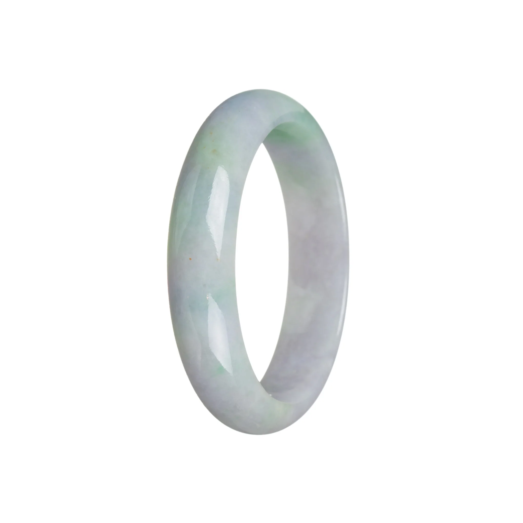 Genuine Grade A Green with lavender Traditional Jade Bangle Bracelet - 56mm Half Moon - Image 3