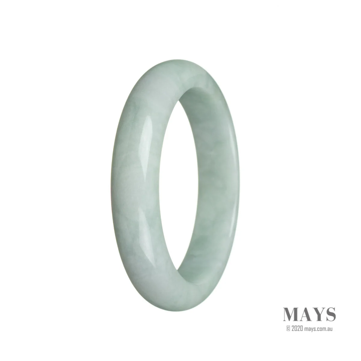 Genuine Untreated White Jade Bangle - 57mm Semi Round
