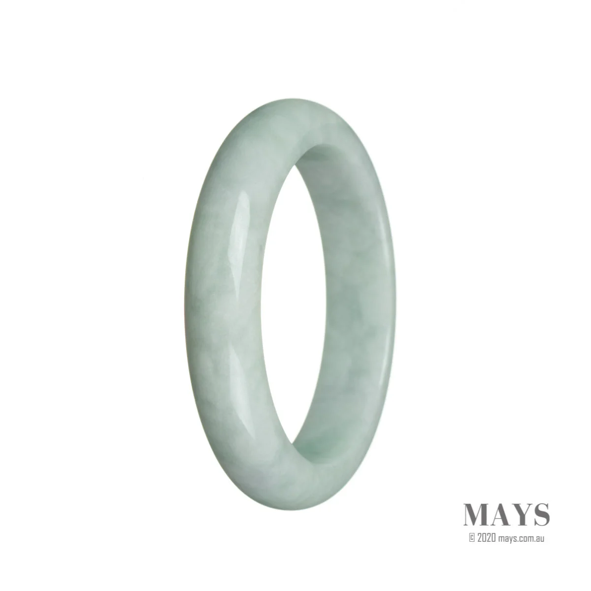 Genuine Untreated White Jade Bangle - 57mm Semi Round - Image 2