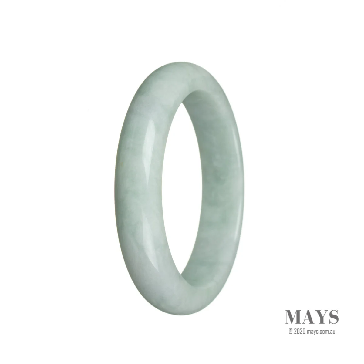 Genuine Untreated White Jade Bangle - 57mm Semi Round - Image 3