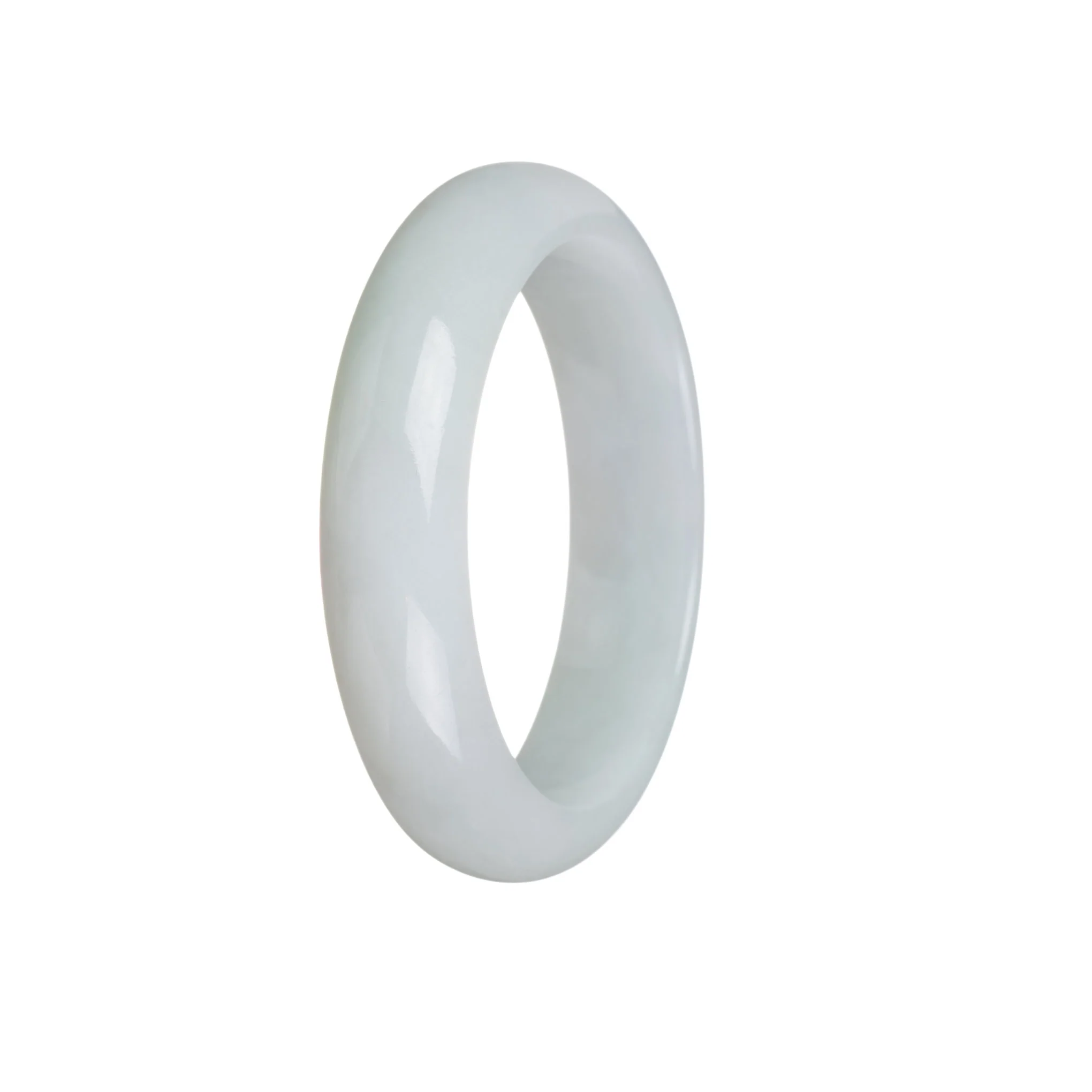 Genuine Type A White Burmese Jade Bracelet - 54mm Half Moon - Image 2
