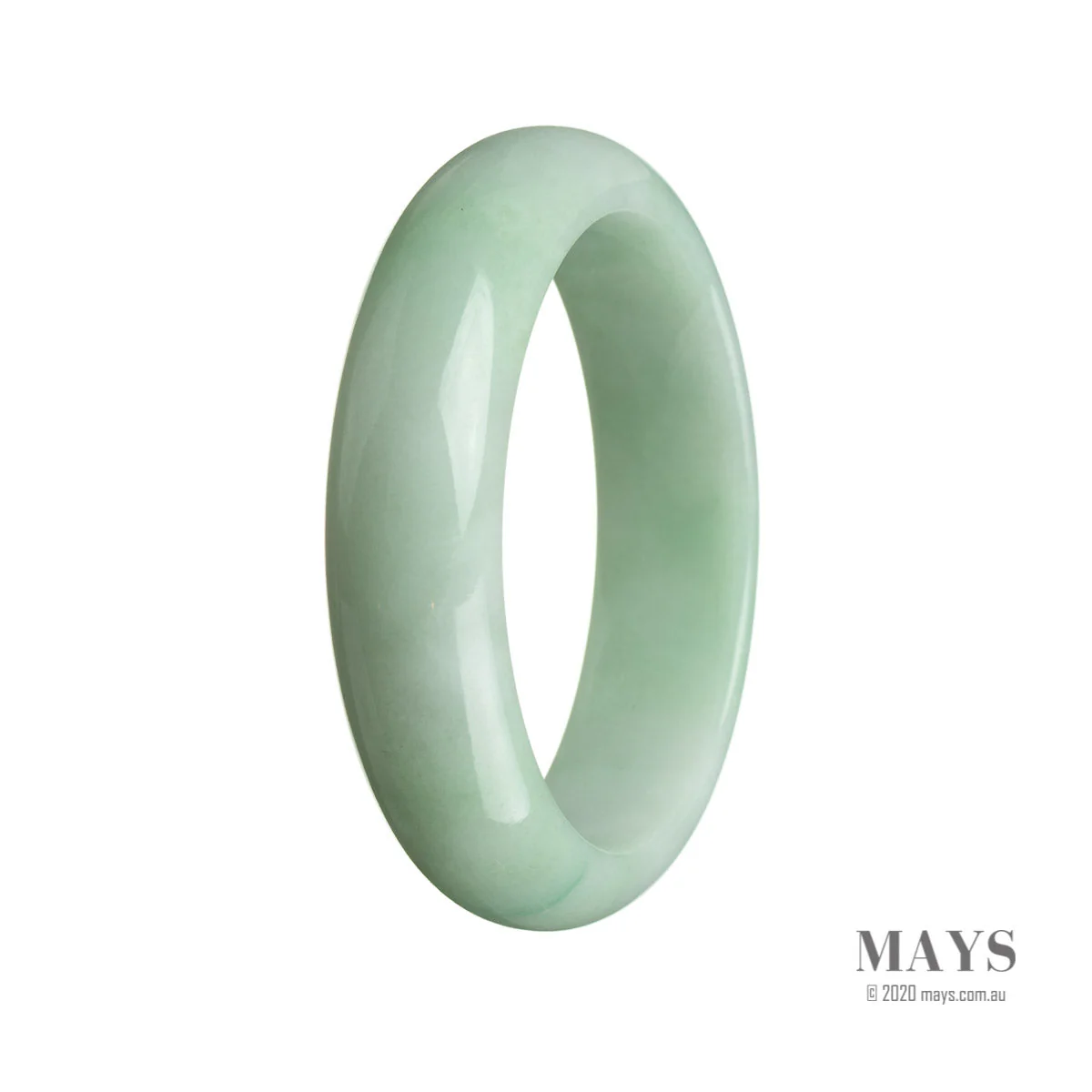 Real Type A Light green Burmese Jade Bangle Bracelet - 57mm Half Moon - Image 3