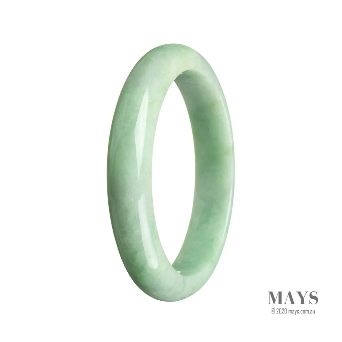 Certified Untreated Green Traditional Jade Bangle - 59mm Semi Round - Image 3