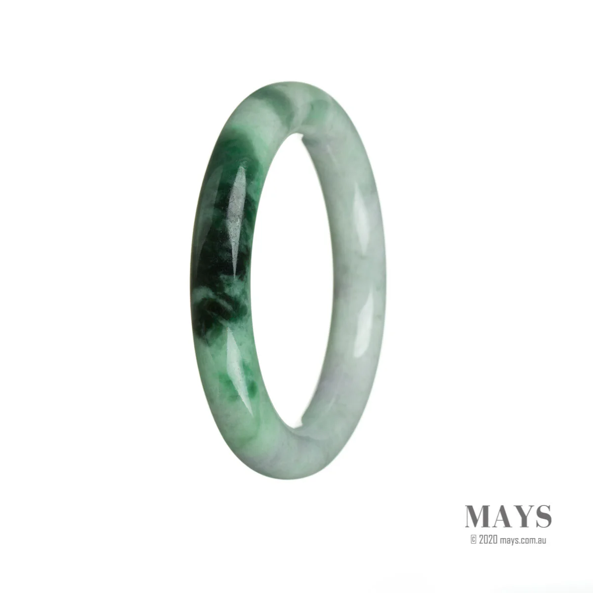 Certified Grade A Green with pattern Jade Bangle Bracelet - 52mm Round
