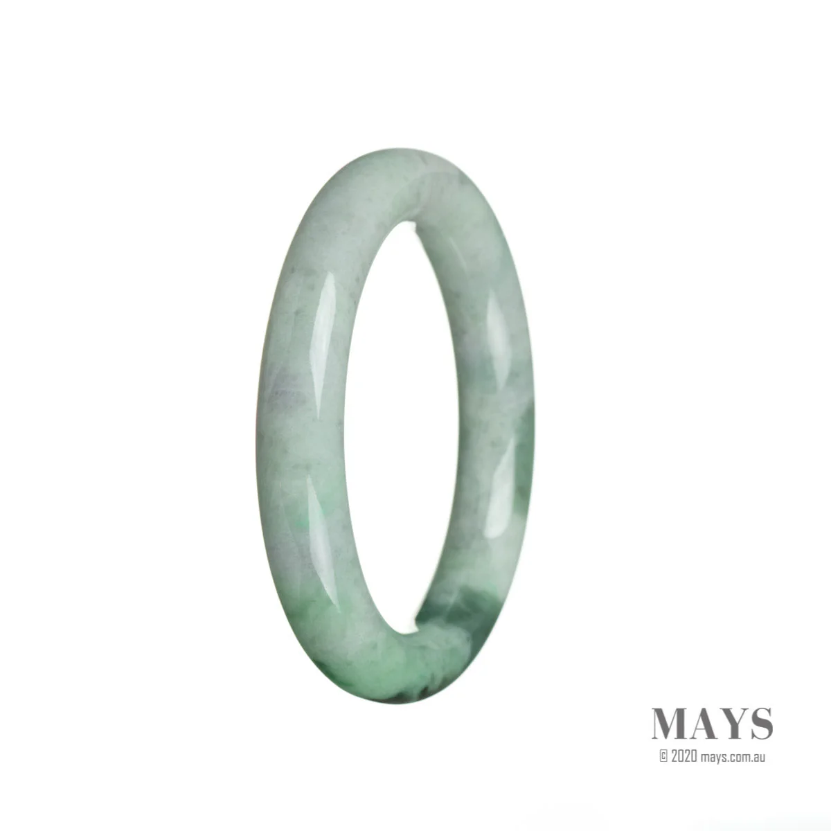 Certified Grade A Green with pattern Jade Bangle Bracelet - 52mm Round - Image 2