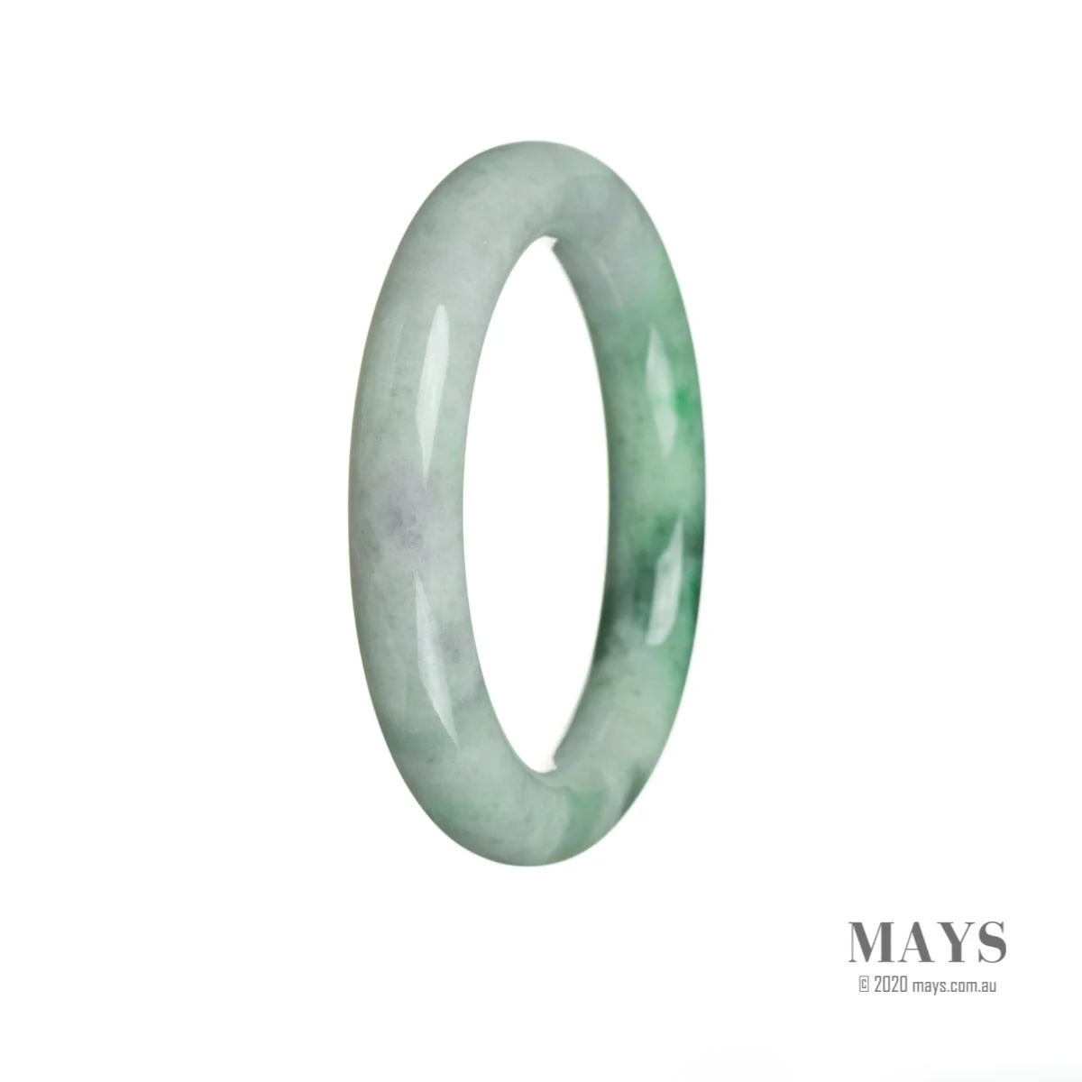 Certified Grade A Green with pattern Jade Bangle Bracelet - 52mm Round - Image 3