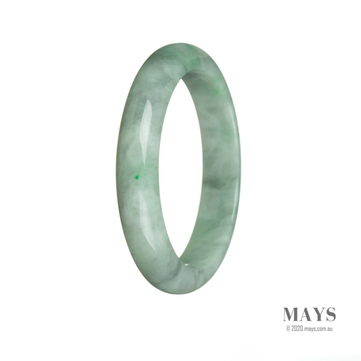 Genuine Untreated Green Burma Jade Bangle - 59mm Semi Round