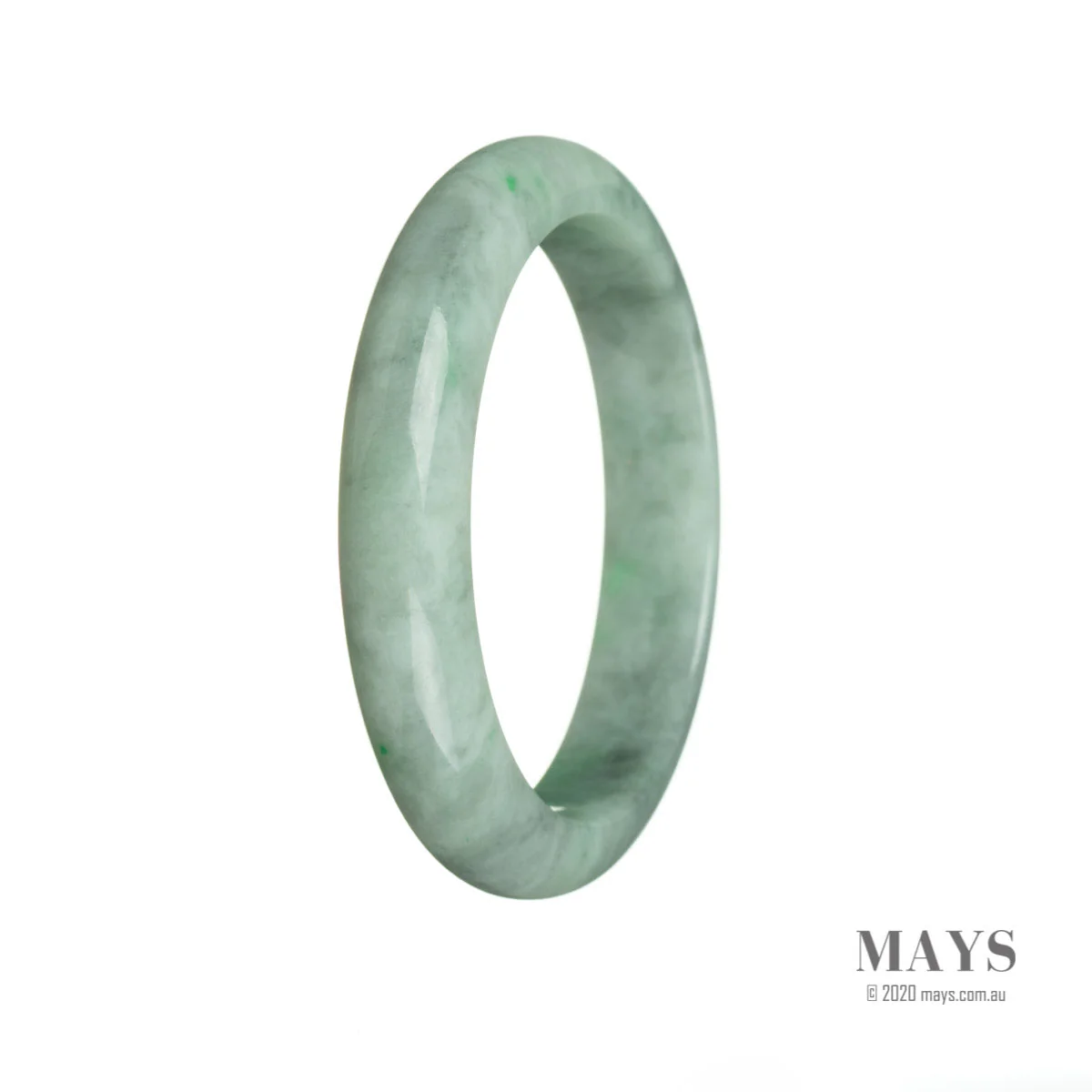 Genuine Untreated Green Burma Jade Bangle - 59mm Semi Round - Image 2