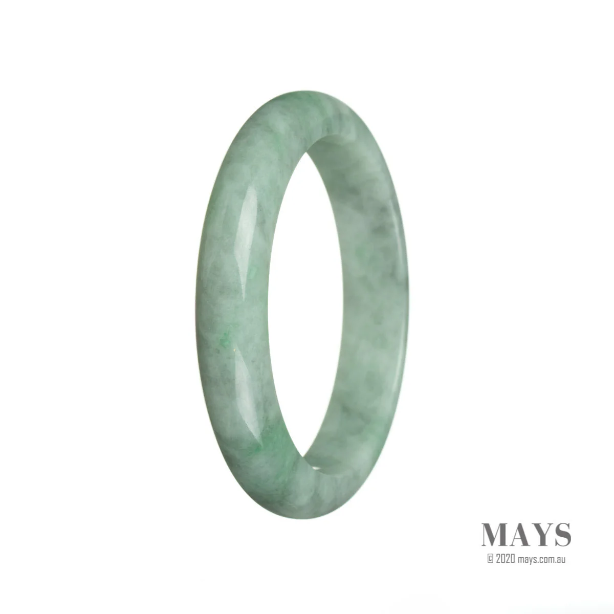 Genuine Untreated Green Burma Jade Bangle - 59mm Semi Round - Image 3