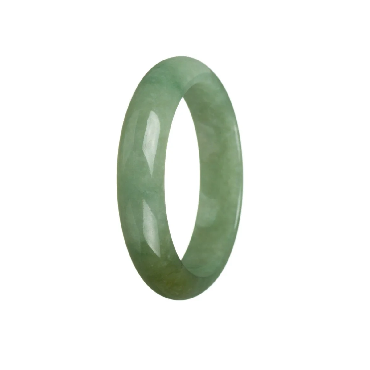 Certified Grade A Green Jadeite Jade Bangle Bracelet - 55mm Half Moon
