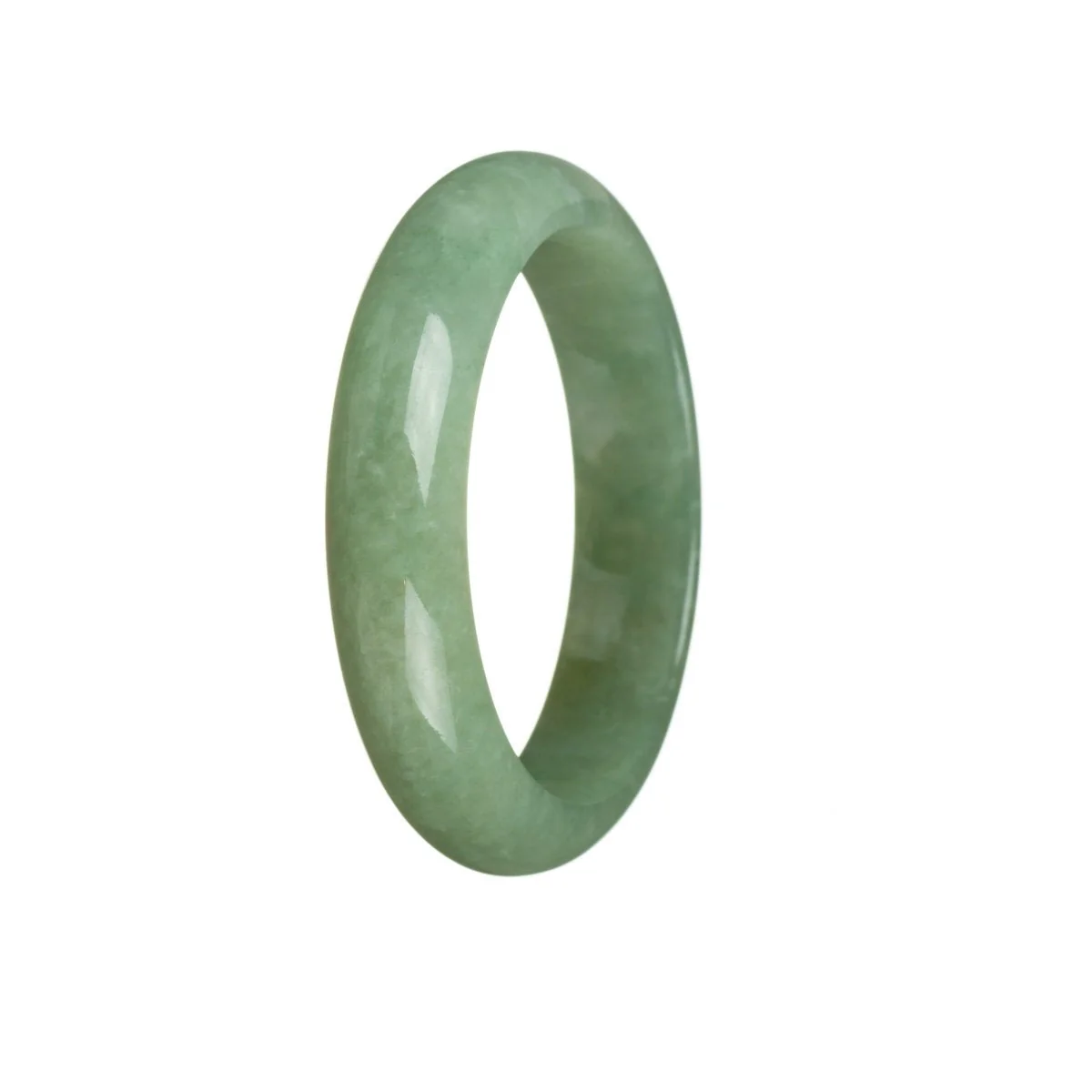 Certified Grade A Green Jadeite Jade Bangle Bracelet - 55mm Half Moon - Image 2